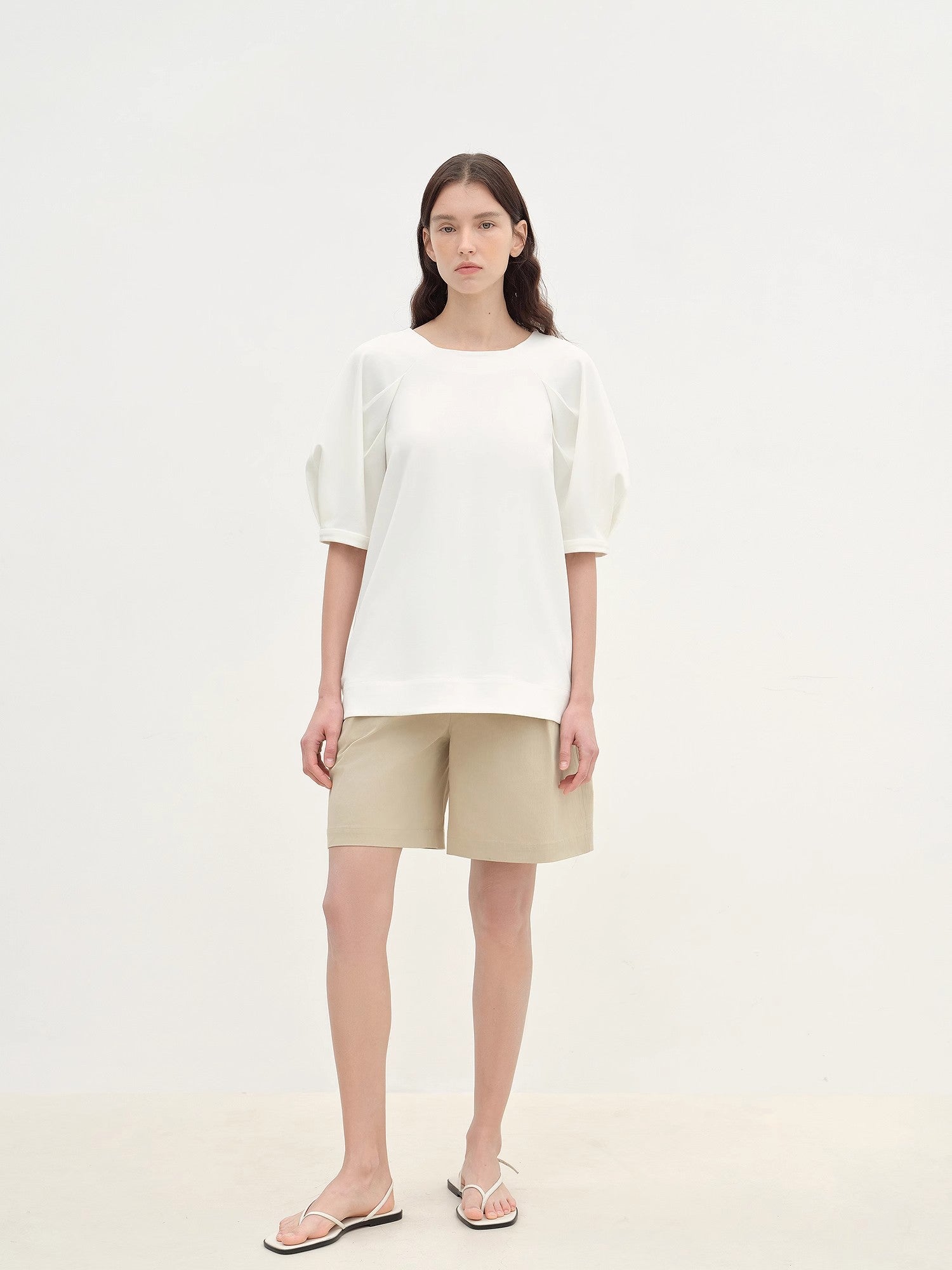 "Sleep Journey" puff sleeve straight short sleeve-0