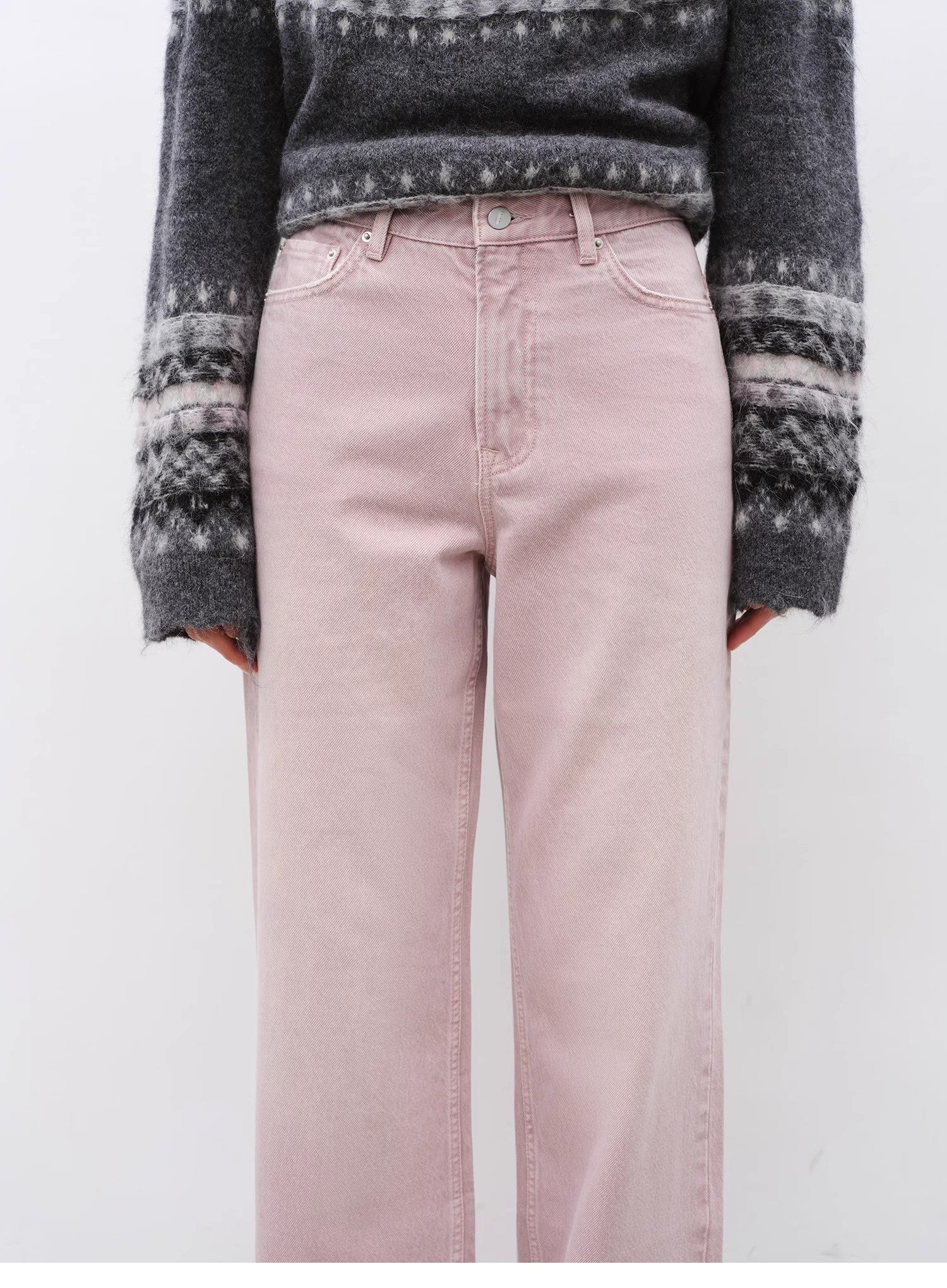 "Active Street" Retro casual fashionable colorful heavy washed slim all-match straight jeans-4