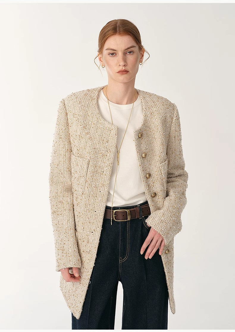 Firelady Sheepskin wool jacket suit by Maison Beaumont, featuring a tailored fit and classic design in high-quality wool fabric.