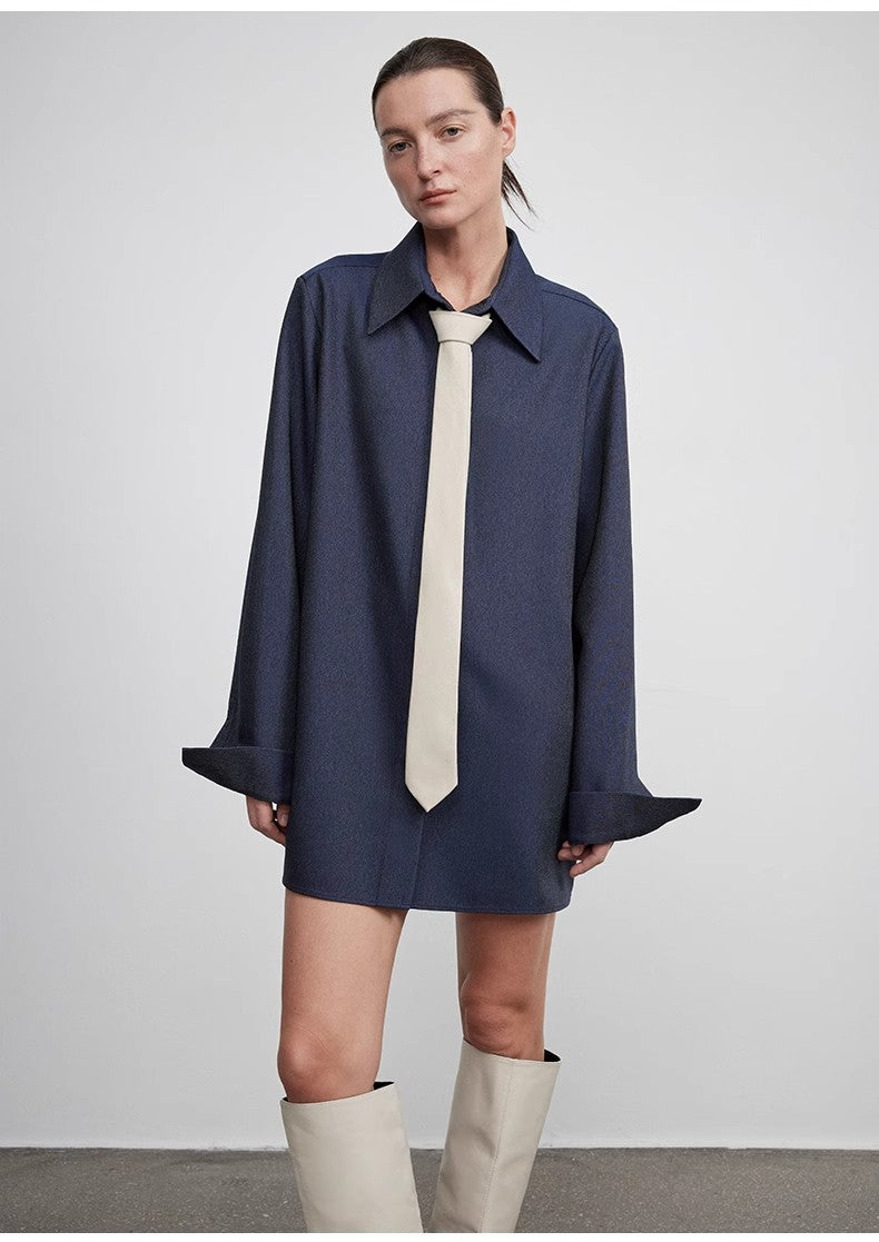 Firelady Sheepskin blouse shirt from Maison Beaumont, featuring a stylish design and soft fabric, displayed on a plain background.