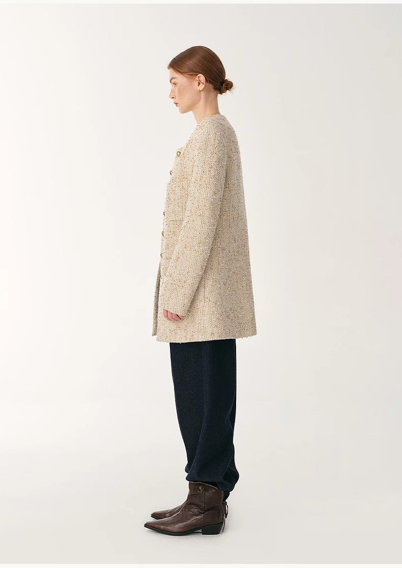 Firelady Sheepskin wool suit jacket from Maison Beaumont, featuring a tailored fit and cozy wool fabric.