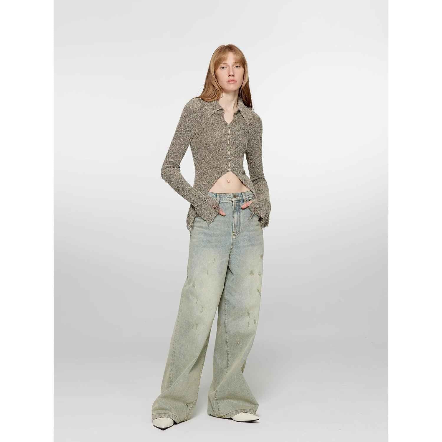 90 Street Distressed Washed Retro Jeans | Maison Élvorain