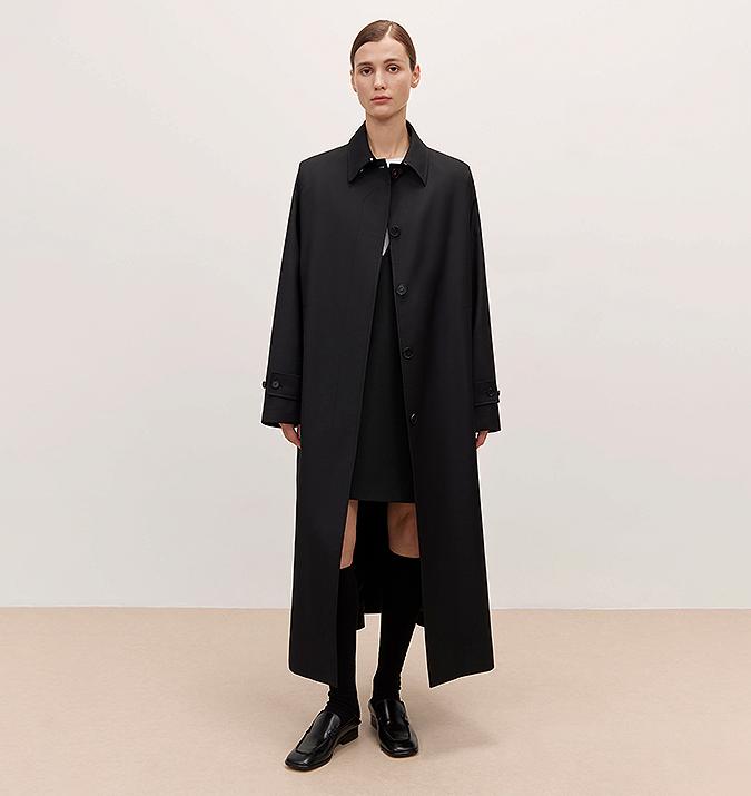 Firelady Fur Fragrant Moment Coat by Maison Beaumont, stylish outerwear in rich fabric, displayed on a hanger.