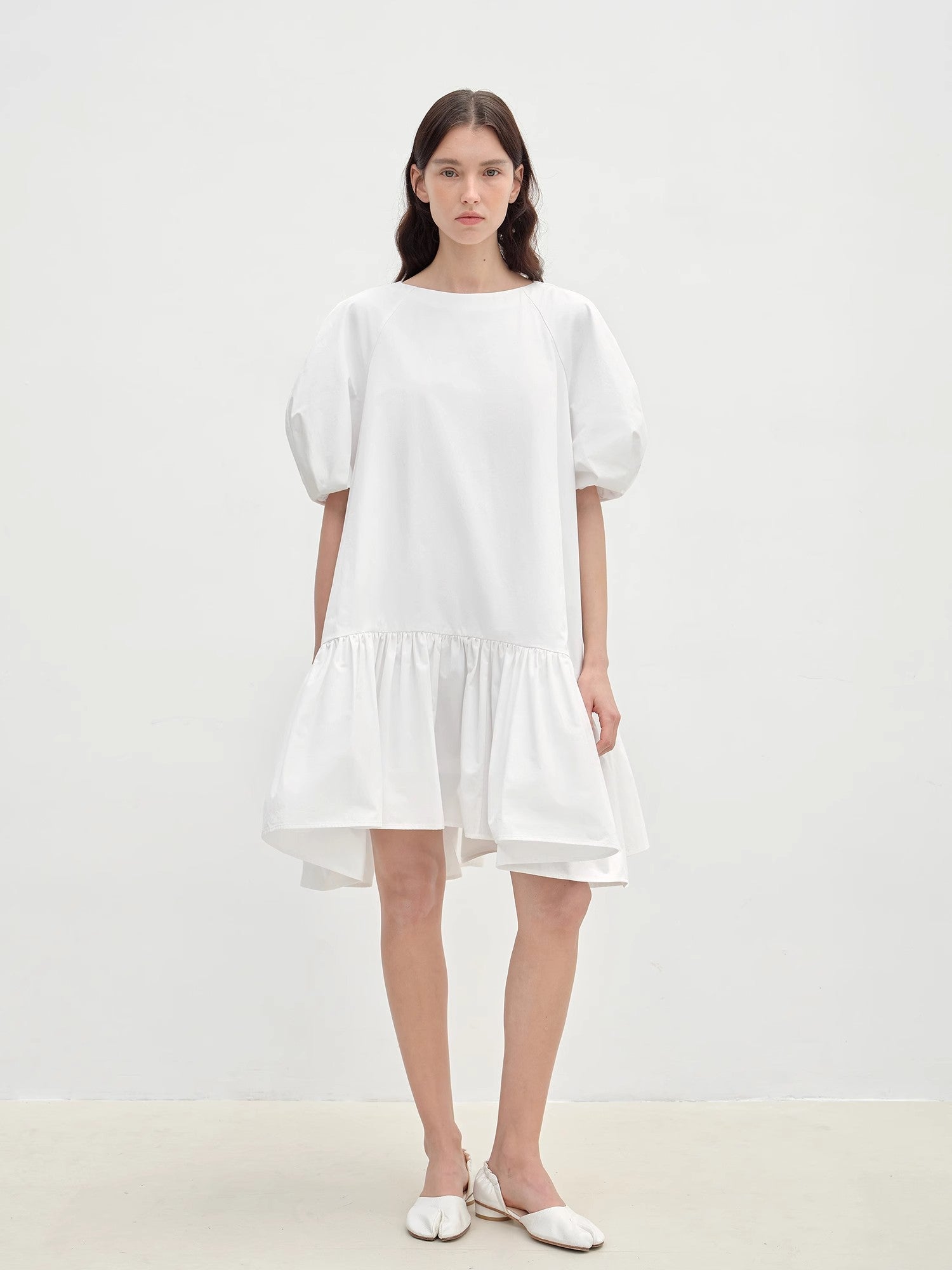 "Ailande" round neck puff sleeve temperament dress for women summer-4