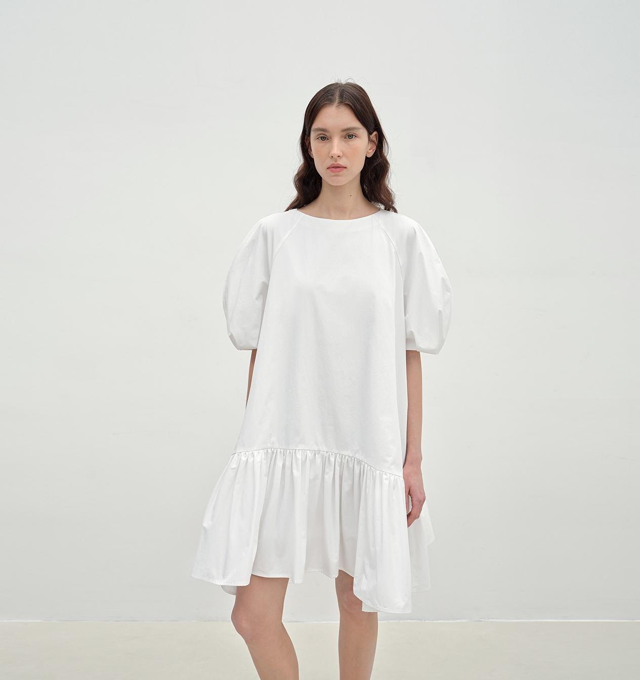 "Ailande" round neck puff sleeve temperament dress for women summer-5