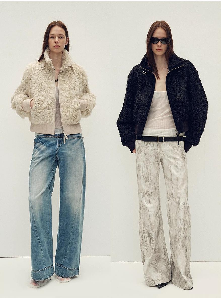 Casual stand-up collar jacket-style fluffy sheep curly hair fashionable short bomber coat"Curly Story"-1