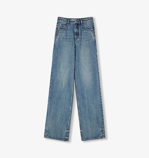 Classic retro old money style, craft washed organic cotton, retro straight slim jeans-5