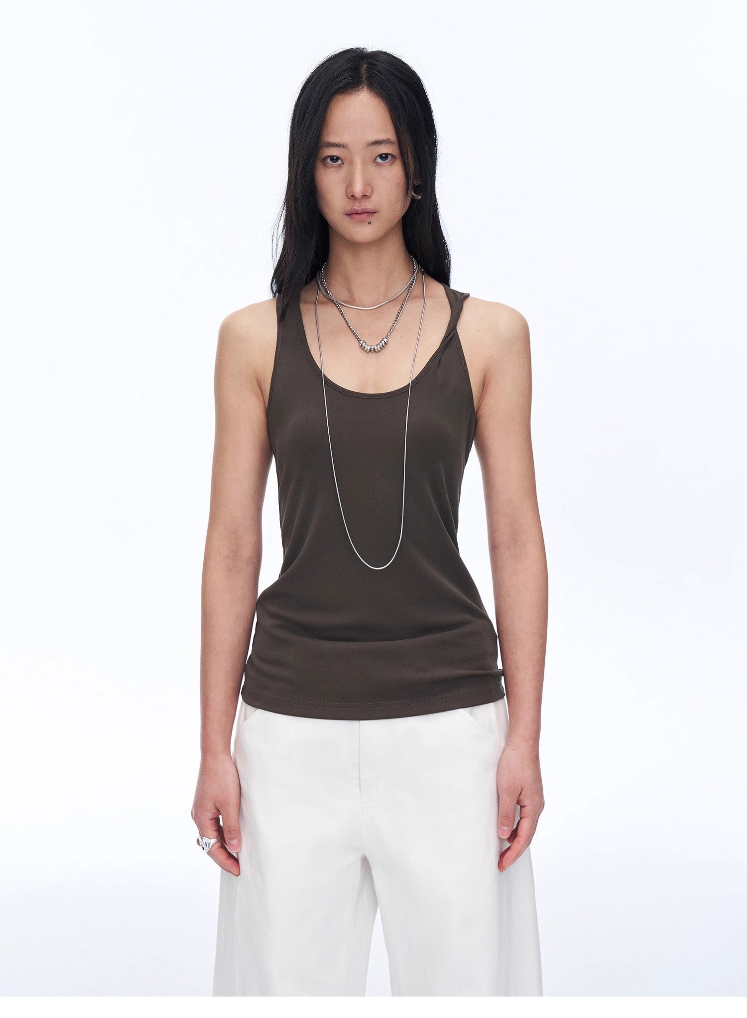 Firelady Fur Early Summer Jet Lag casual women's camisole with multiple collar styles, tight-fitting top for a trendy summer look.