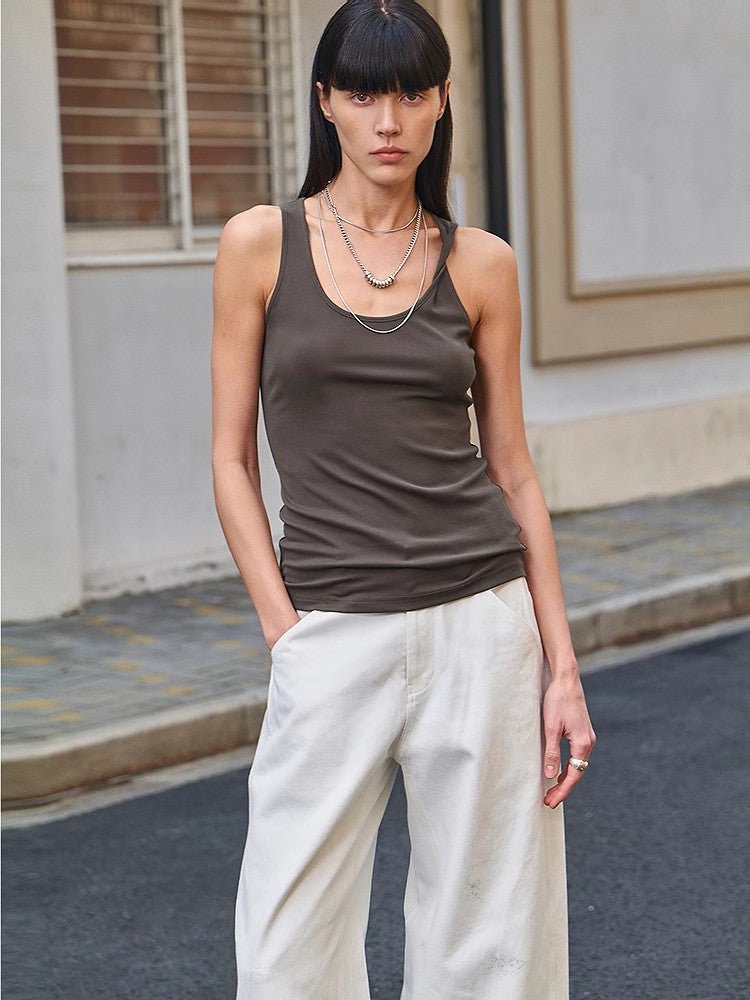 Firelady Fur Women's Early Summer Jet Lag casual tight-fitting camisole with multiple collars, stylish summer top for women.