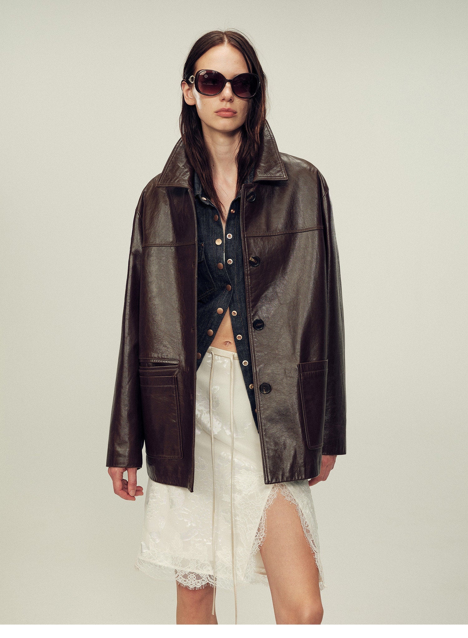 Firelady Fur Women‘s Leather Biker Jacket in British Imported Vintage Waxed Lambskin “Heartland Echo”-4