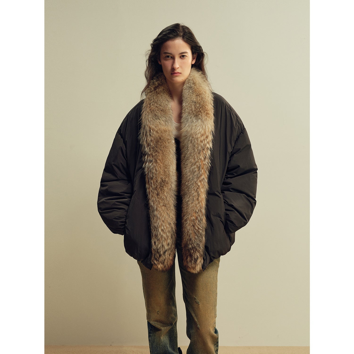 Fireladyfur Women’s Down Parka with Detachable Real Wolf Fur Trim Polish White Goose Down “Glacier Parka”-0