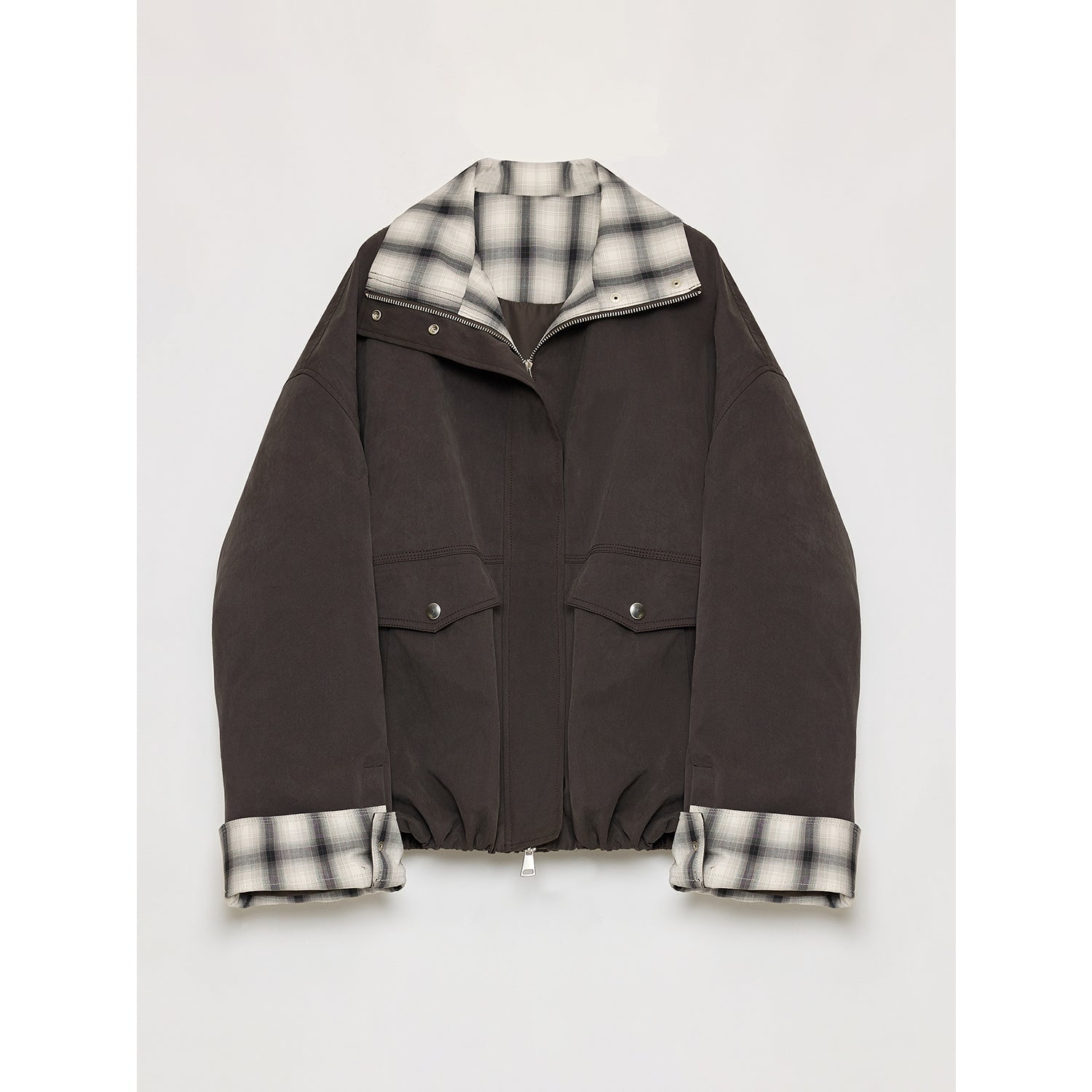 Fireladyfur Women's Retro Plaid Cotton Short Jacket | Loose Fit "Monsoon Climate"-6