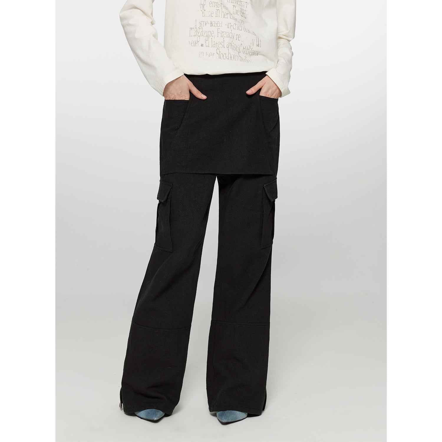 Women's low-waist flared trousers by Firelady Fur, featuring a slim fit, zipper detail, and casual micro-flared style.