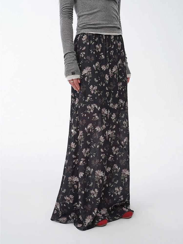Firelady Fur Gallery Dusse vintage print straight draped women's skirt with a stylish, flowing design and unique pattern.