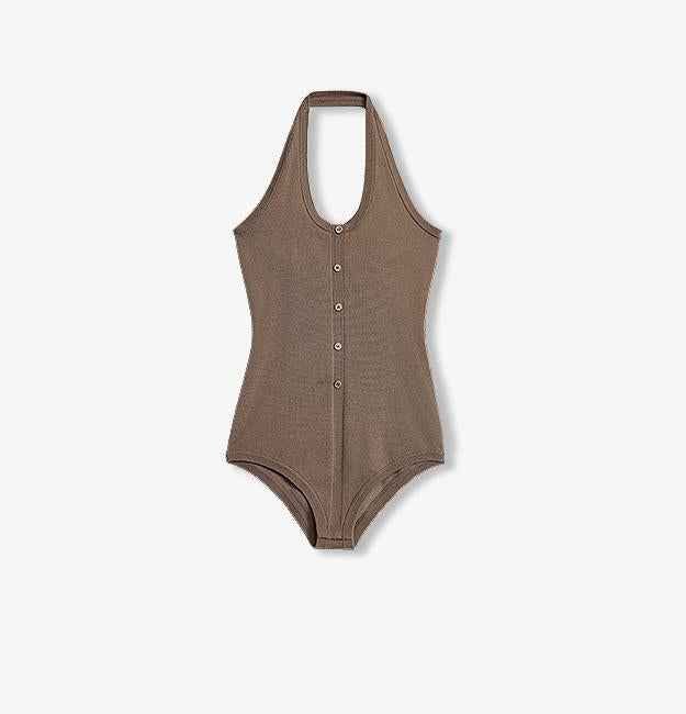 Firelady Fur wool top from Maison Beaumont, halter neck design, machine washable, stylish women’s suit top for versatile wear.