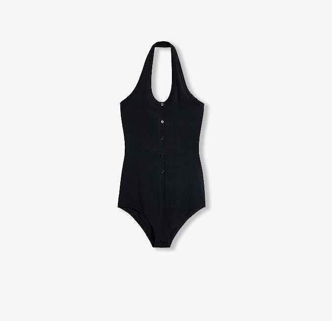 Firelady Fur wool top from Maison Beaumont featuring a halter neck design, machine washable and versatile for various outfits.
