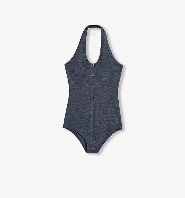 Firelady Fur Wool Suit top by Maison Beaumont featuring a halter neck, machine washable, stylish all-match design for women.