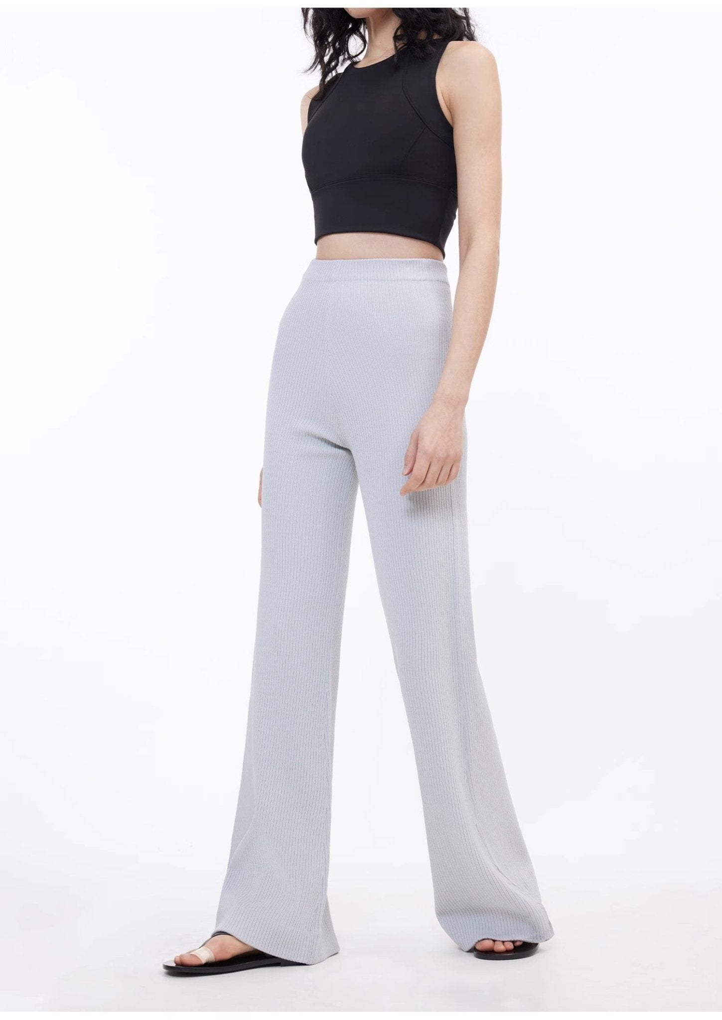 Women's knitted bootcut trousers with pit stripes and casual style, featuring a relaxed fit and comfortable design by Firelady Fur.