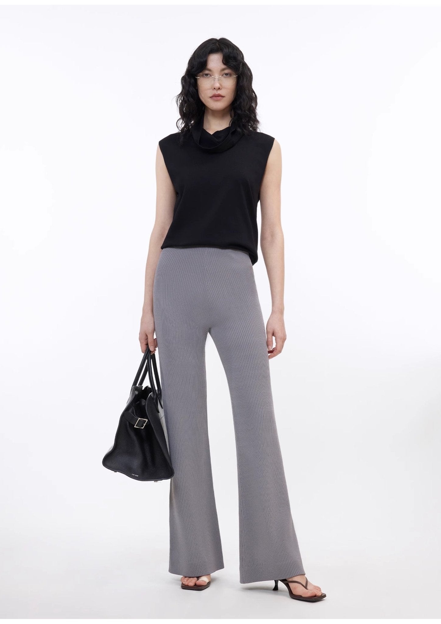 Women's knitted bootcut trousers with pit stripes and casual glutinous rice style, by Firelady Fur.