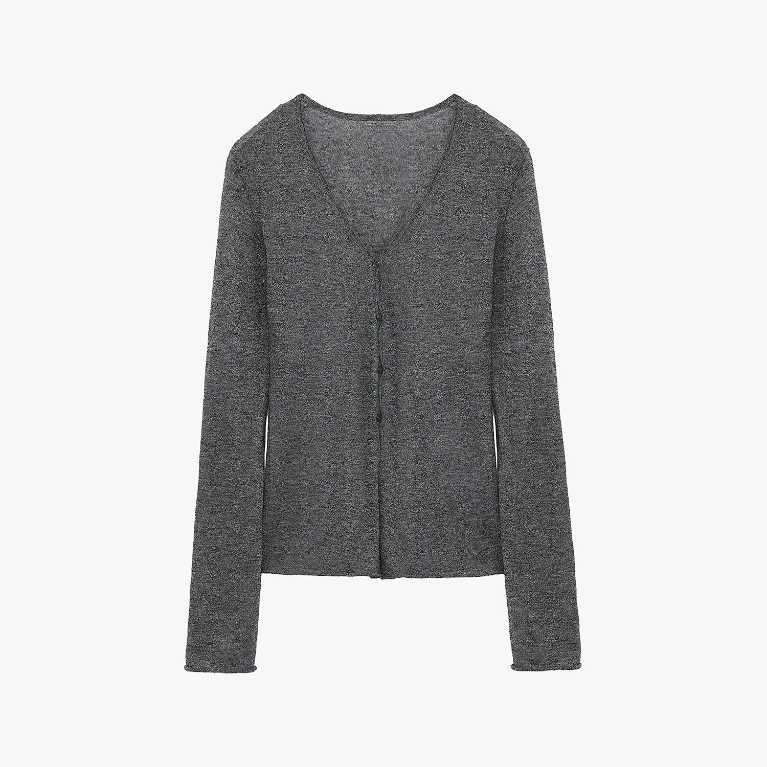 Firelady Fur Long Island Vacation wool knitted cardigan with v-neck, straight shoulders, perfect for spring wear.