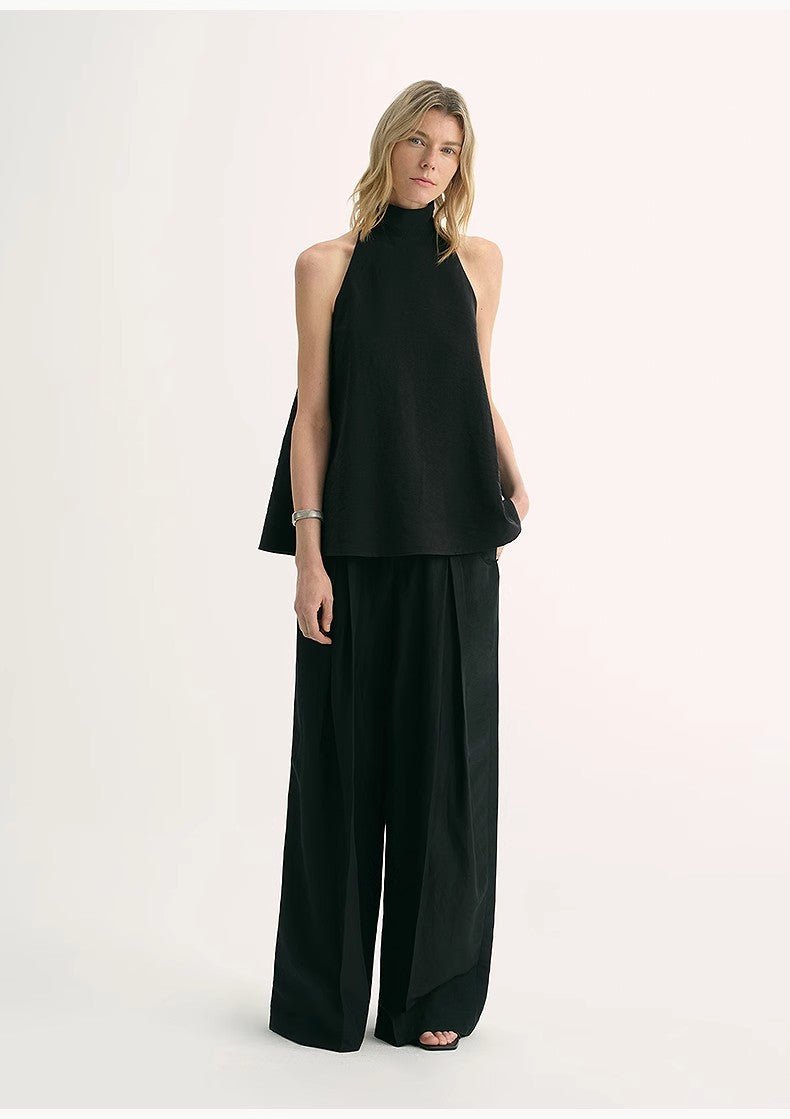 Firelady Fur luxury mulberry silk sleeveless vest with high collar, wrinkle-resistant, A-line design for women.