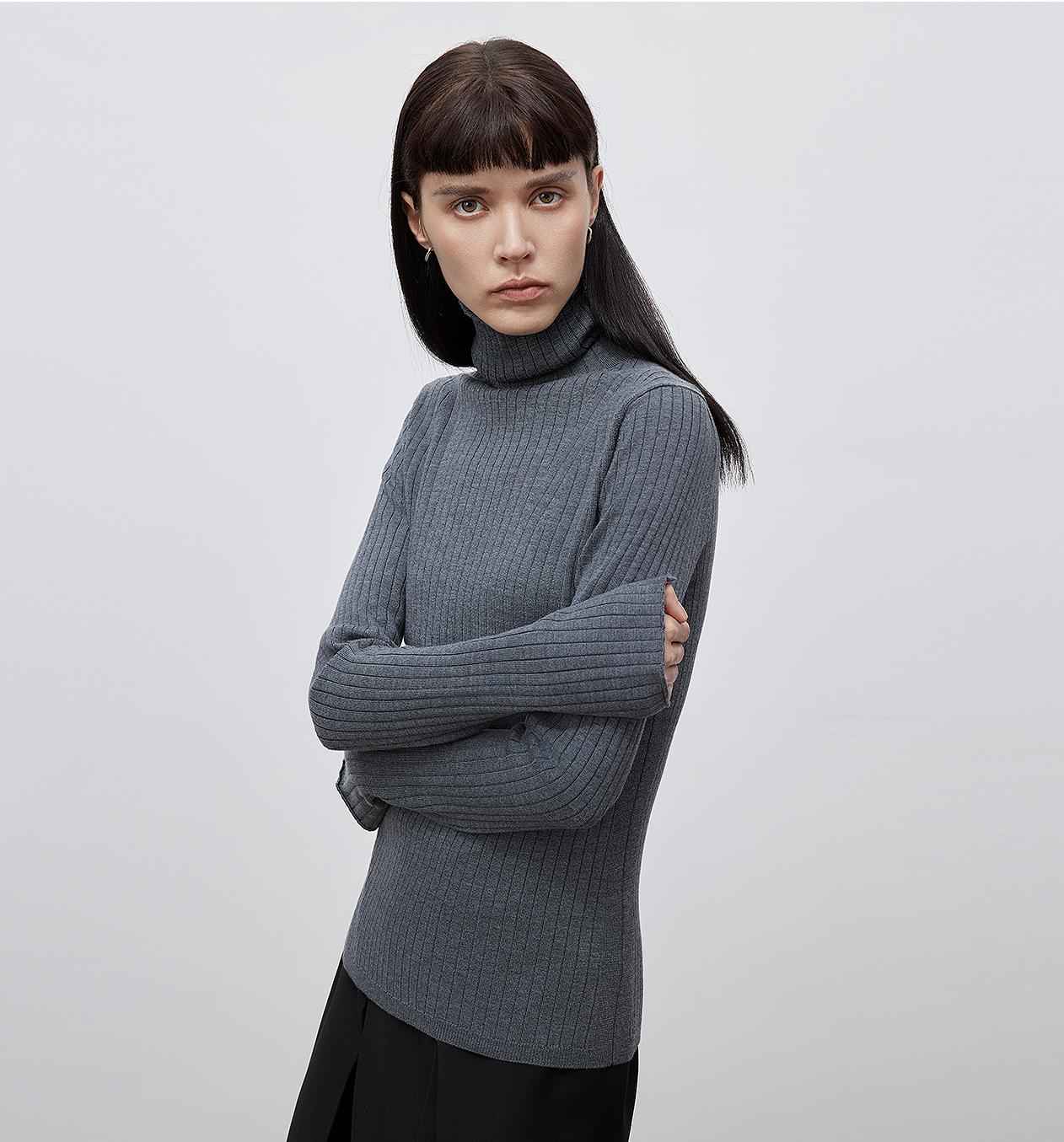 Firelady Fur Moonlight Essence Wool Knitted Shirt for women, slim-fit top with collar, machine washable, cozy wool material.