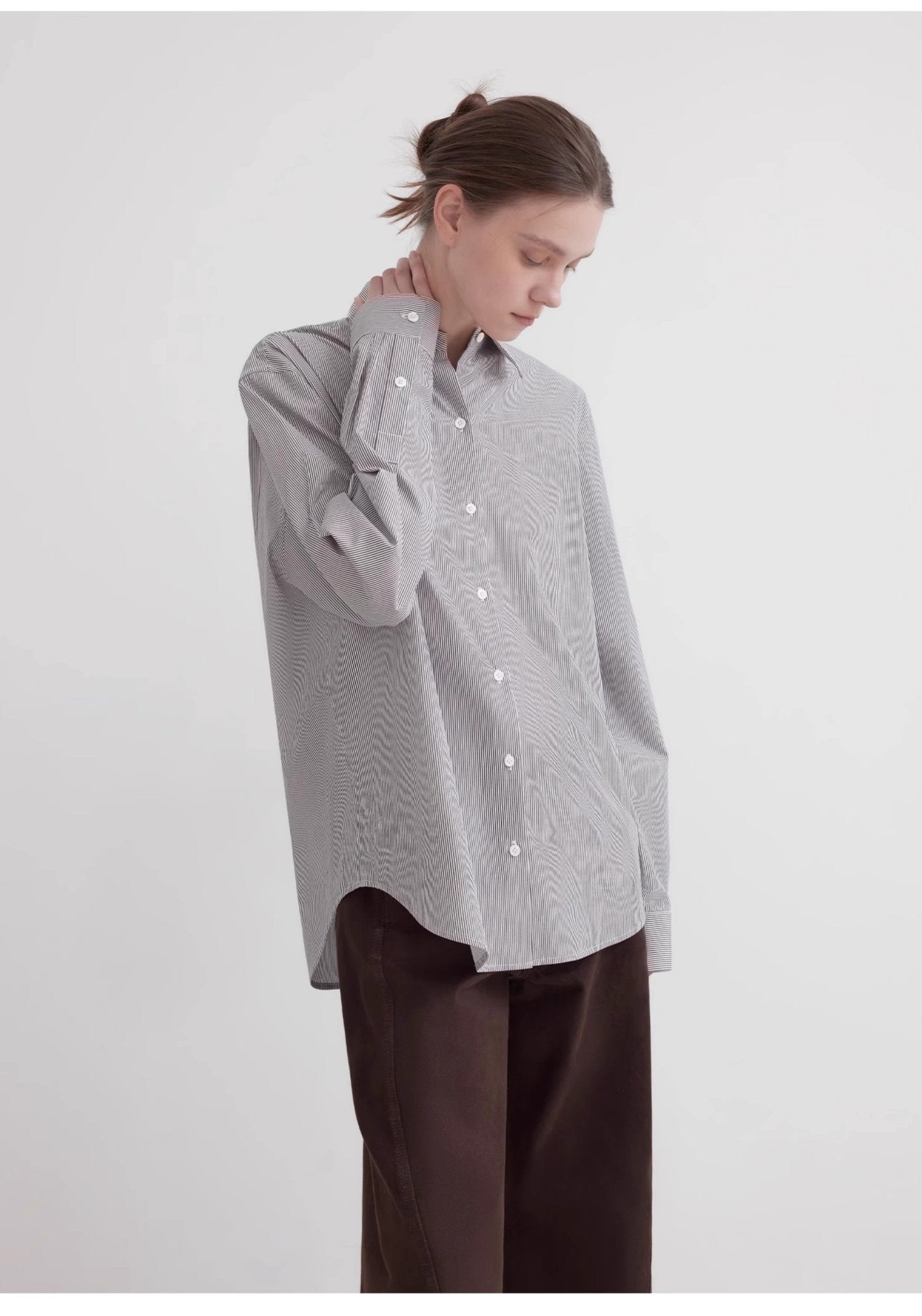 Firelady Fur Independence Song blouse, plaid long-sleeved shirt with a high-end, stylish design, perfect for casual or commuting wear.