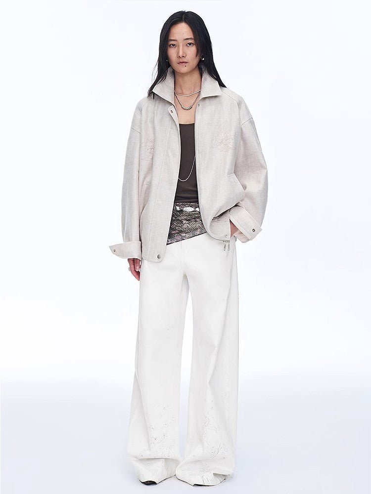 Retro ethnic style beaded embroidery linen loose straight version jacket spring"Comfort Zone"-0