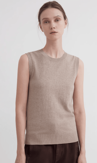 "Six Pence" round neck knitted sweater vest for women-1