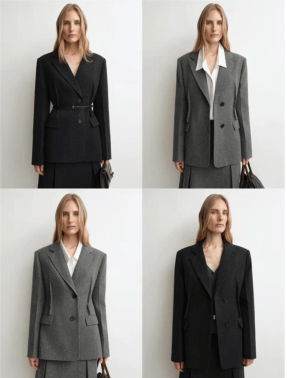 Firelady Fur wool A-line blazer and matching skirt set, women's tailored blazer with a fitted silhouette and classic design.