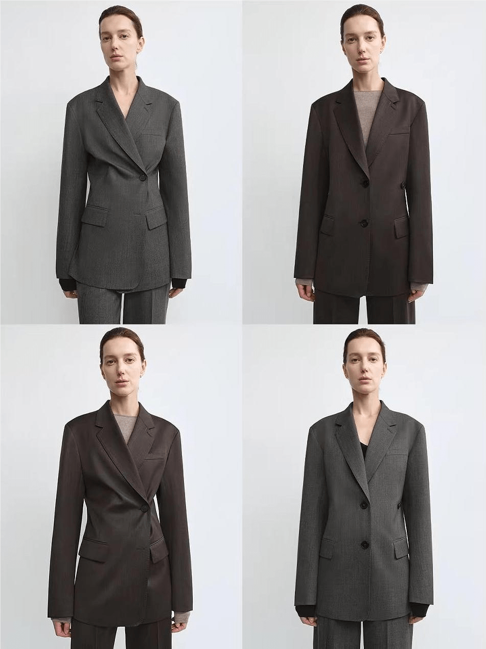 THE ARTM Wool & Silk Blend Oversized Suit Set - Wrinkle-Resistant Blazer & Trousers-3