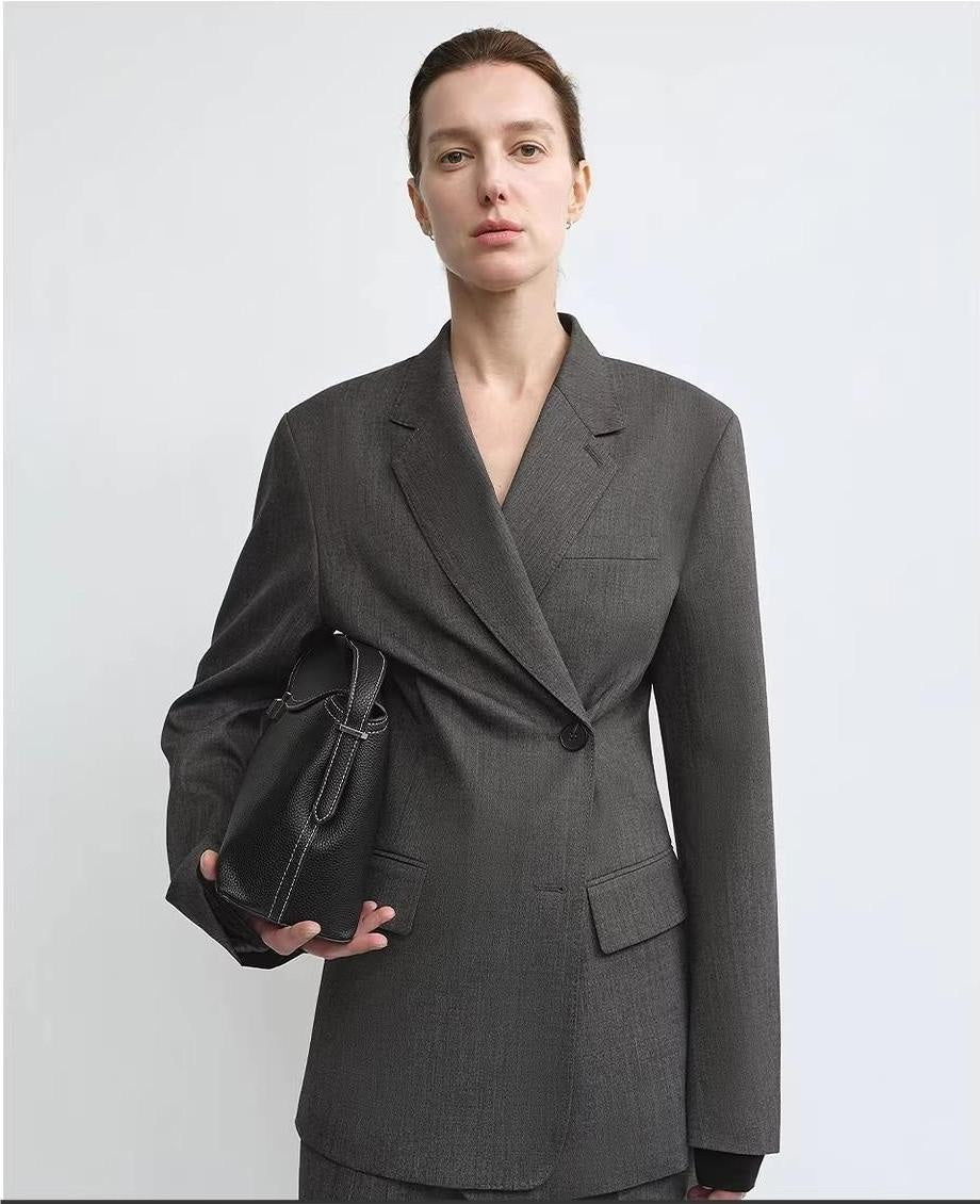 THE ARTM Wool & Silk Blend Oversized Suit Set - Wrinkle-Resistant Blazer & Trousers-0