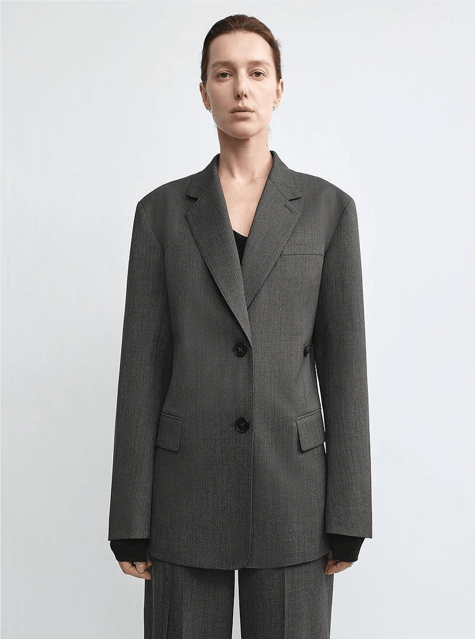 THE ARTM Wool & Silk Blend Oversized Suit Set - Wrinkle-Resistant Blazer & Trousers-5