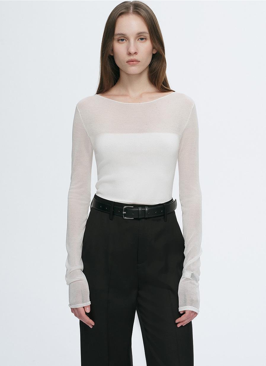 Slim-fit acetate Tencel shirt by Firelady Fur featuring transparent patchwork and long sleeves, stylish women's top.