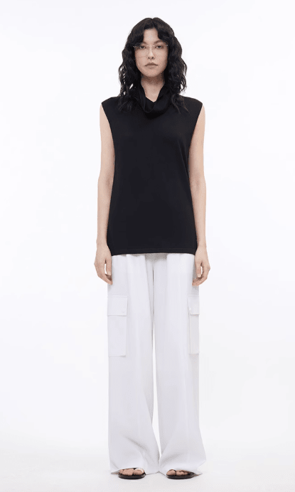 Firelady Fur sleeveless vest with high collar, made of triacetate and tencel, featuring a knitted design and modern style.