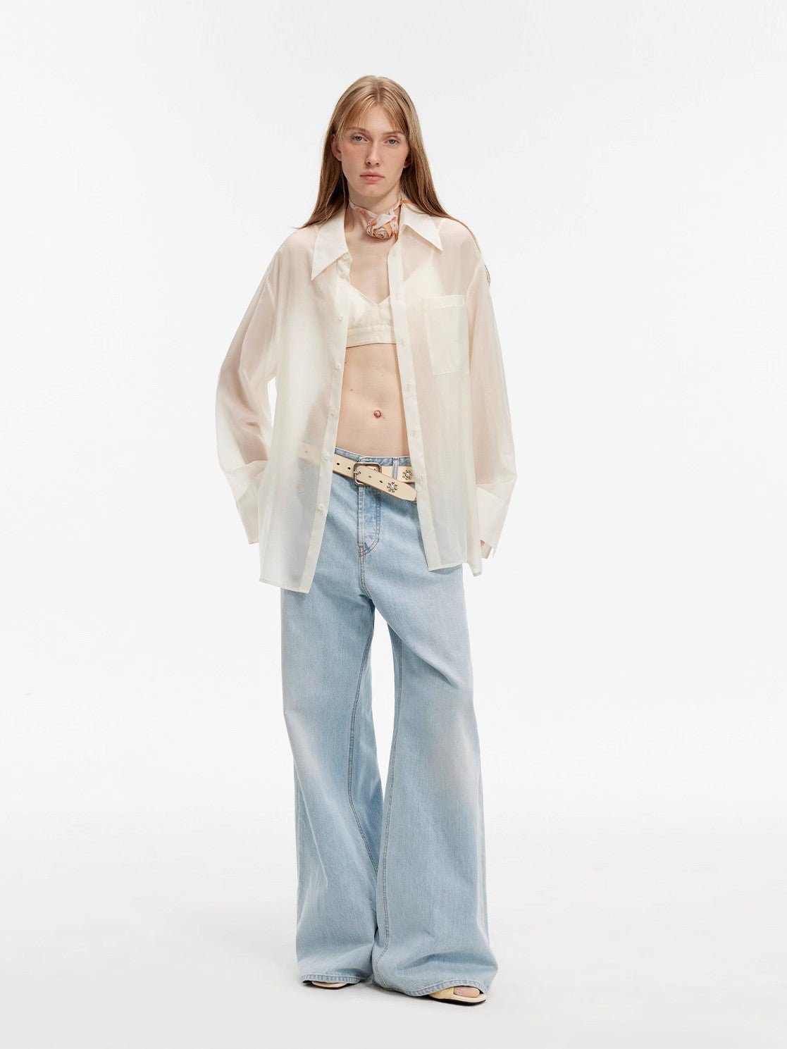 Firelady Fur relaxed wave cupro shirt by Maison Beaumont featuring sun-proof fabric for spring wear.