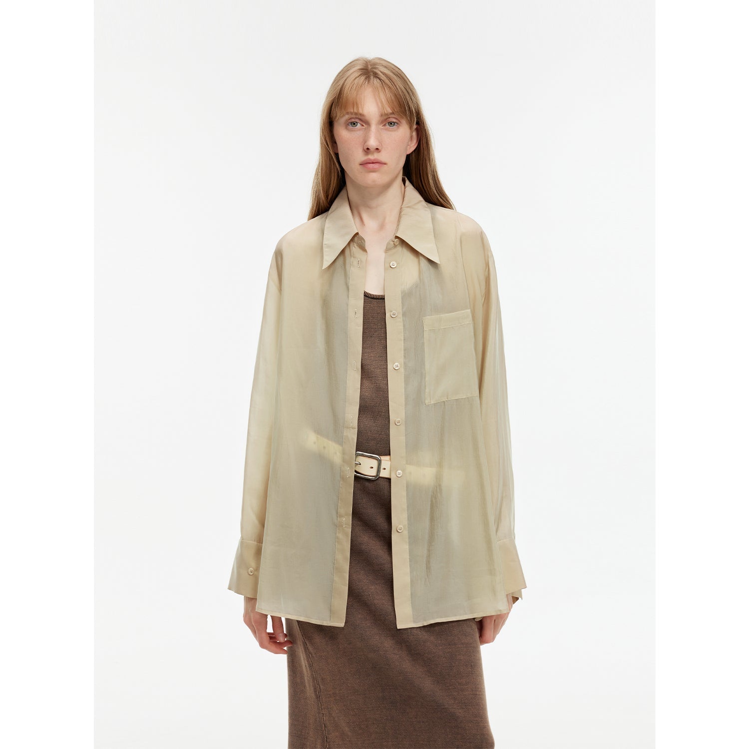 Firelady Fur Wave Relaxed Cupro Amino Sun-Proof Shirt by Maison Beaumont, featuring a flowing wave design in soft fabric.